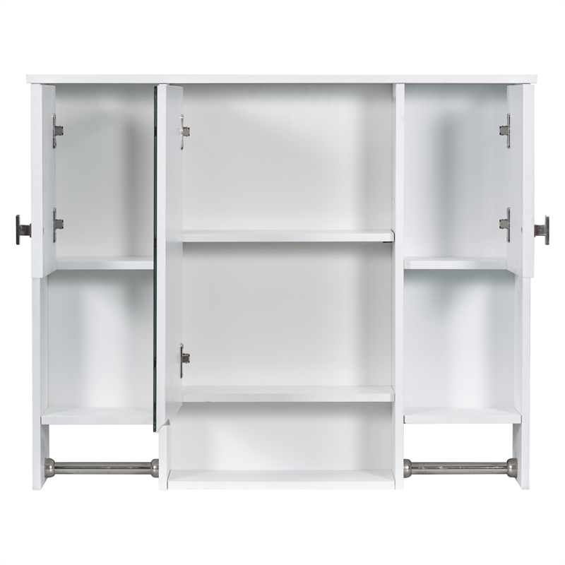 Pemberly Row Wall Mounted Bathroom Medicine Cabinet with Mirror & Towel Bar