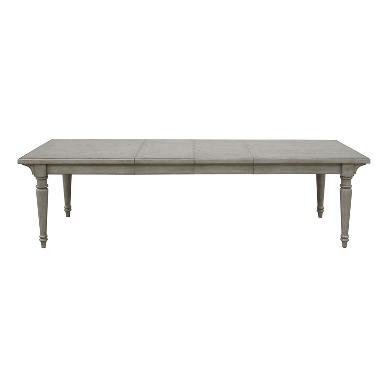 Pemberly Row Modern Farmhouse Leg Dining Table in Buff Grey Finish