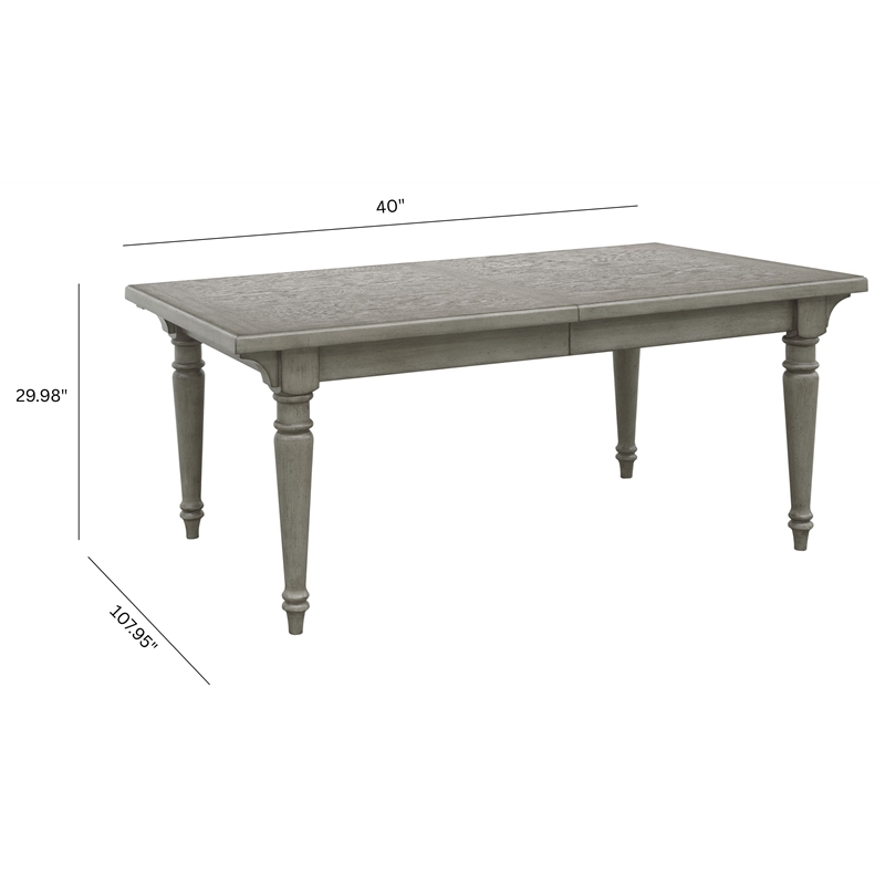 Pemberly Row Modern Farmhouse Leg Dining Table in Buff Grey Finish