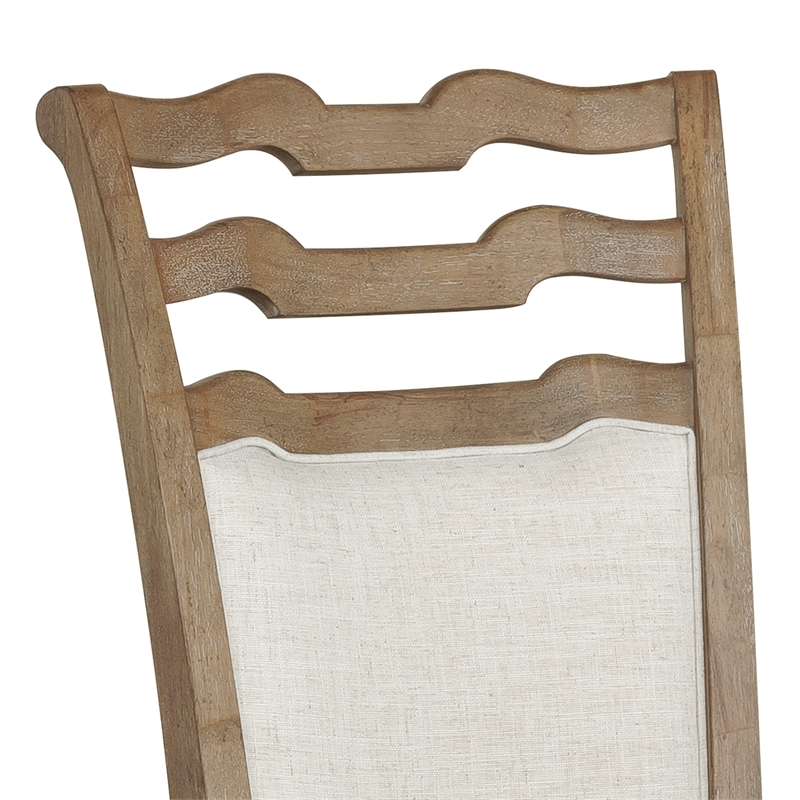 Pemberly Row Contemporary Upholstered Side Chair in Flax Seed (Two Pack)