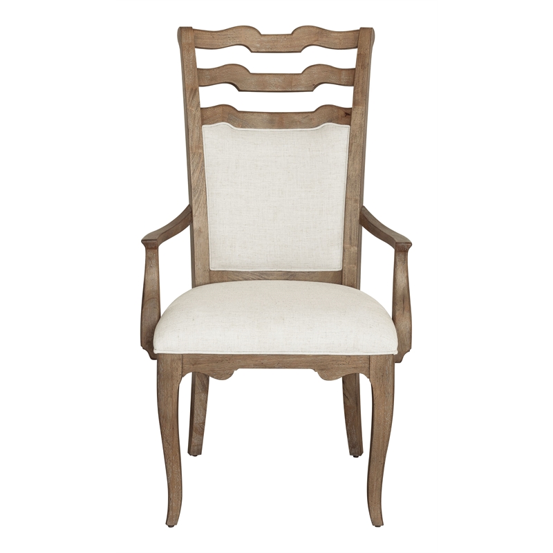 Pemberly Row Contemporary Upholstered Arm Chair in Flax Seed (Two Pack)