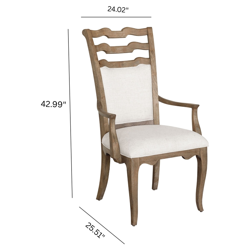 Pemberly Row Contemporary Upholstered Arm Chair in Flax Seed (Two Pack)