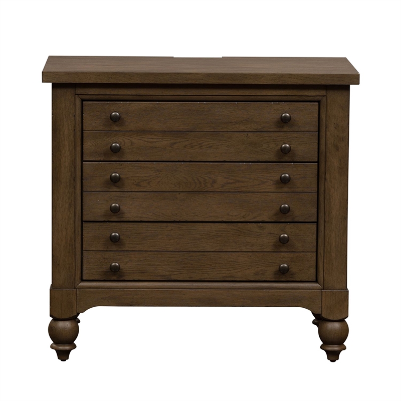 Pemberly Row Bedside Chest with AC and USB Charging Station in Dusty Taupe