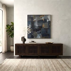 Pemberly Row Contemporary 80&quot TV Console in Dark Walnut Finish