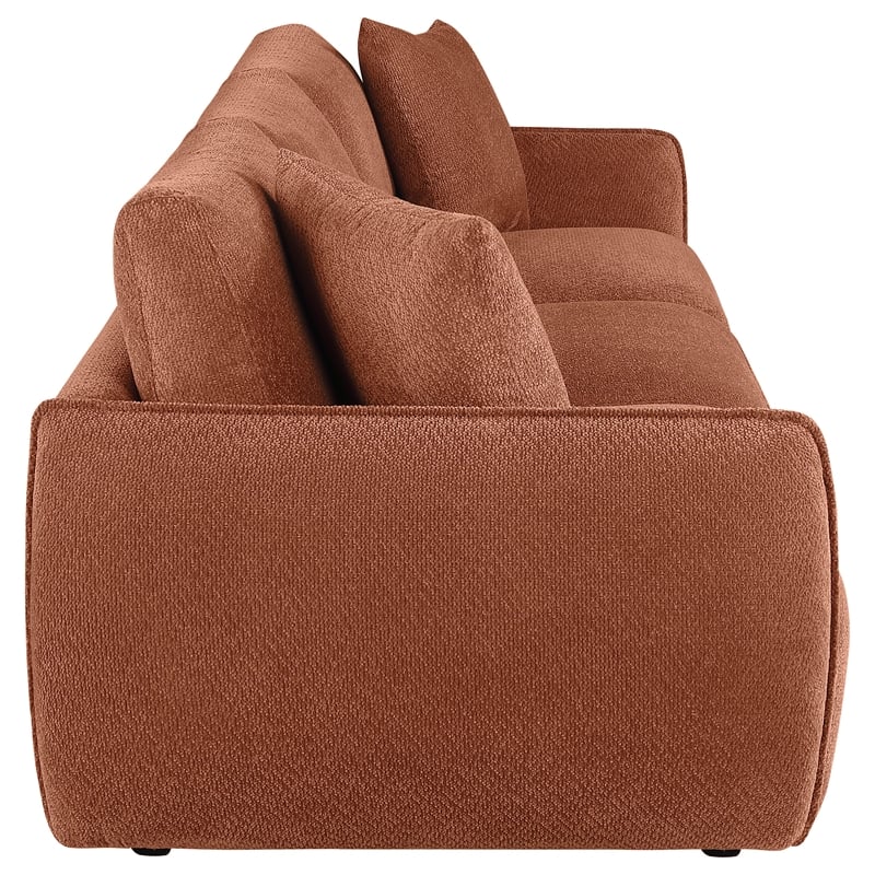 Pemberly Row Chenille Upholstered Modular Lounge Sofa in Coral