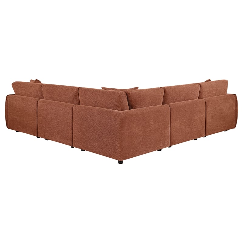Pemberly Row 5-Piece Chenille Upholstered Modular Sectional Sofa in Coral