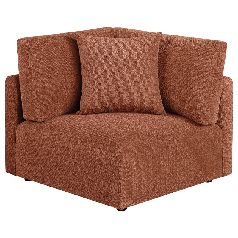Pemberly Row 5-Piece Chenille Upholstered Modular Sectional Sofa in Coral