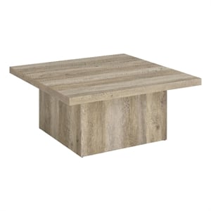 Pemberly Row Square Coffee Table in Distressed Pine Finish