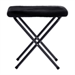 Pemberly Row Folding XL Faux Fur Saucer Chair with Ottoman in Black/Black