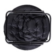 Pemberly Row Folding XL Faux Fur Saucer Chair with Ottoman in Black/Black
