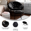 Pemberly Row Folding XL Faux Fur Saucer Chair with Ottoman in Black/Black
