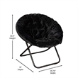 Pemberly Row Folding XL Faux Fur Saucer Chair with Ottoman in Black/Black