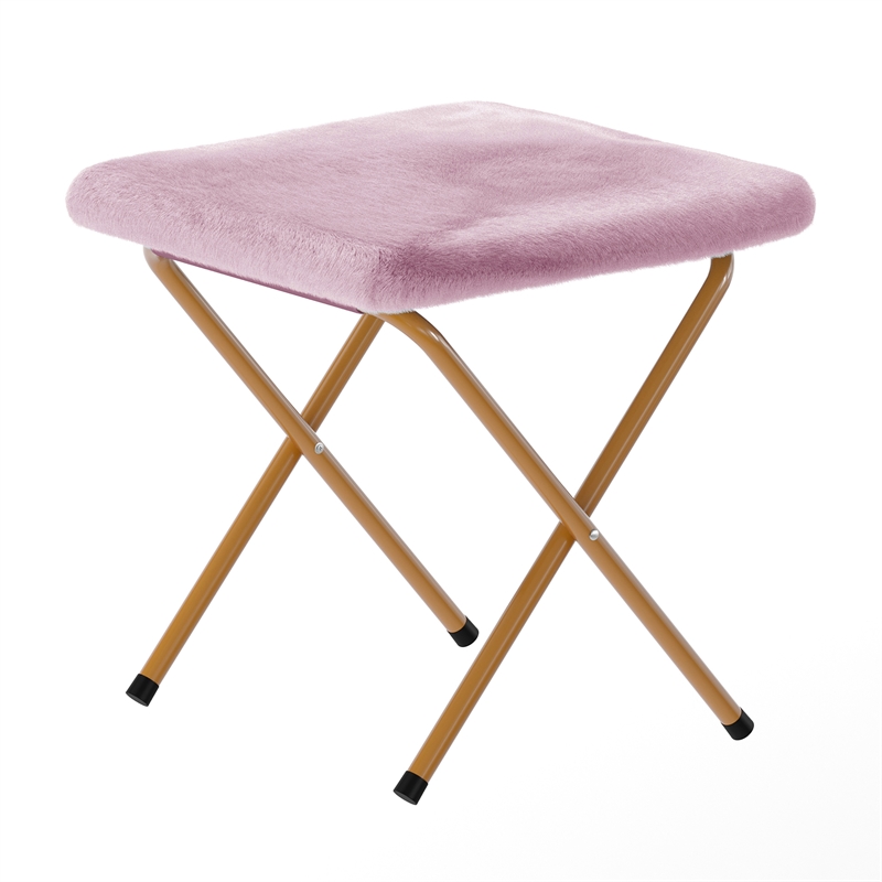 Pemberly Row Folding XL Faux Fur Saucer Chair with Ottoman in Dusty Purple/Gold