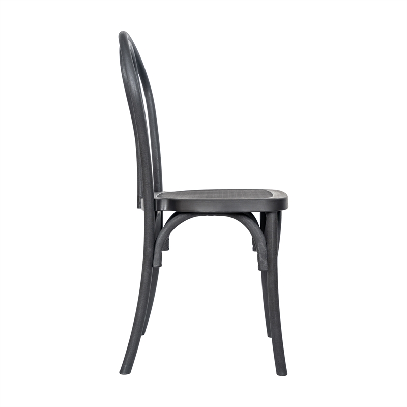 Pemberly Row Indoor/Outdoor Commercial Grade Resin Thonet Style Chair in Black