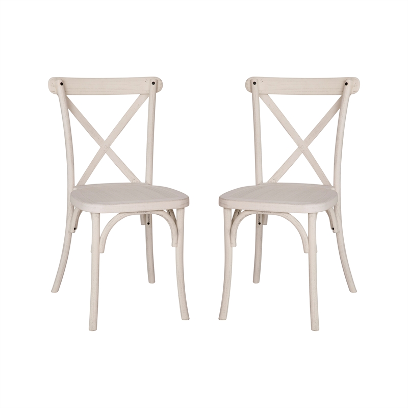Pemberly Row 2-Pack White Resin X-Back Stackable Indoor/Outdoor Dining Chair