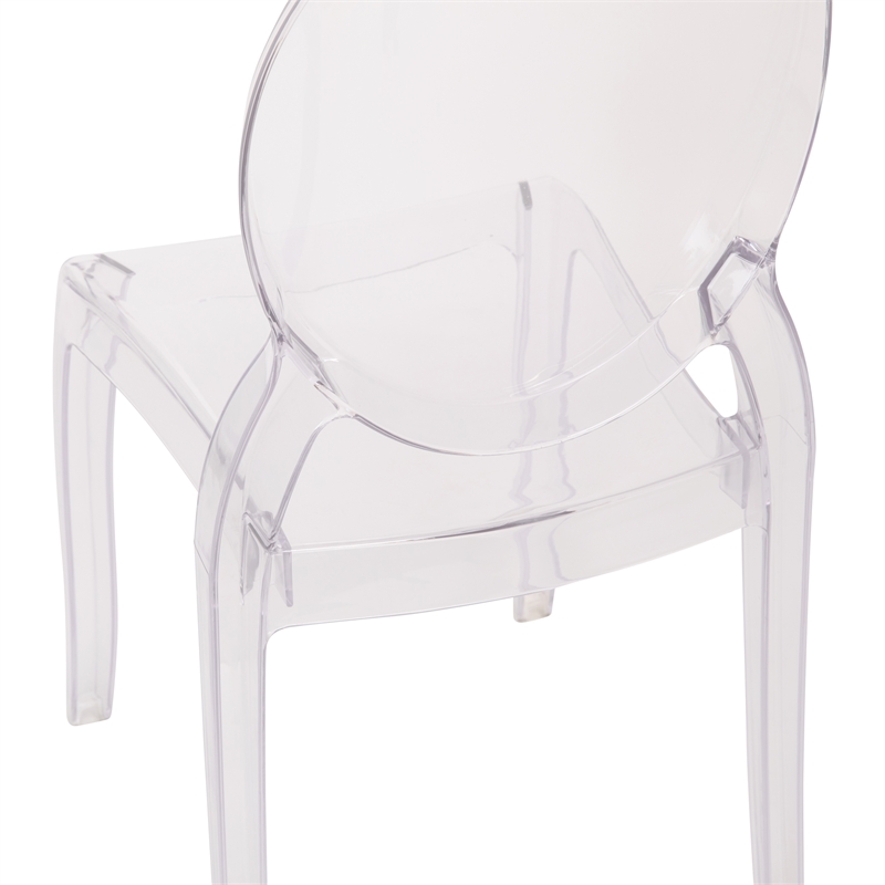 Pemberly Row Set of 4 Extra Wide Resin All-Weather Crystal Ghost Chairs