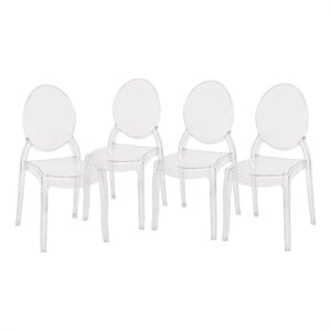 Pemberly Row Set of 4 Extra Wide Resin All-Weather Crystal Ghost Chairs