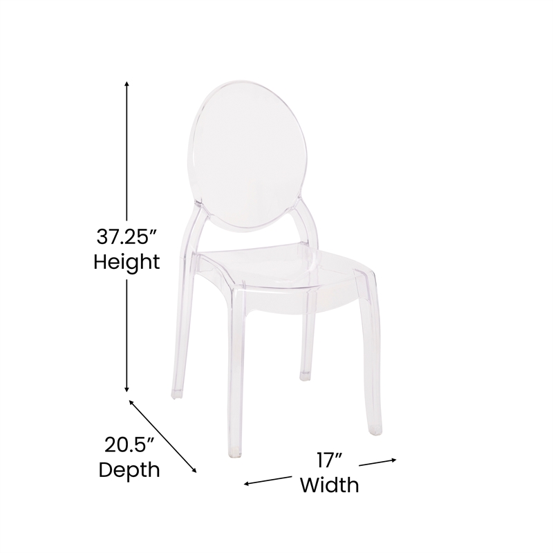 Pemberly Row Set of 4 Extra Wide Resin All-Weather Crystal Ghost Chairs