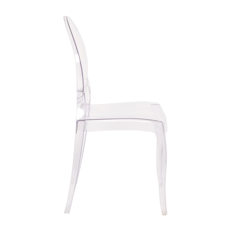 Pemberly Row Set of 4 Extra Wide Resin All-Weather Crystal Ghost Chairs