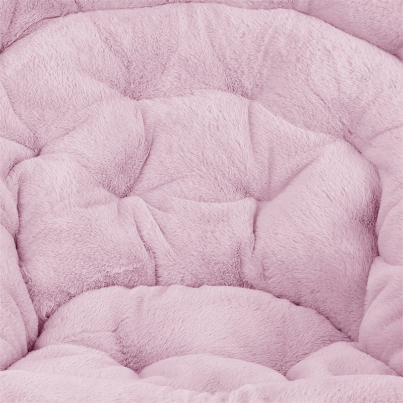 Pemberly Row Folding XL Faux Fur Saucer Chair for Dorm or Bedroom in Purple/Gold