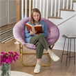 Pemberly Row Folding XL Faux Fur Saucer Chair for Dorm or Bedroom in Purple/Gold