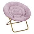 Pemberly Row Folding XL Faux Fur Saucer Chair for Dorm or Bedroom in Purple/Gold