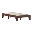 Pemberly Row Wood Platform Twin Bed with 14 Support Slats in Walnut