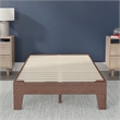 Pemberly Row Wood Platform Twin Bed with 14 Support Slats in Walnut