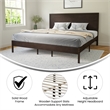 Pemberly Row Solid Wood King Platform Bed with Headboard and Slats in Dark Brown