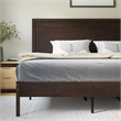 Pemberly Row Solid Wood King Platform Bed with Headboard and Slats in Dark Brown