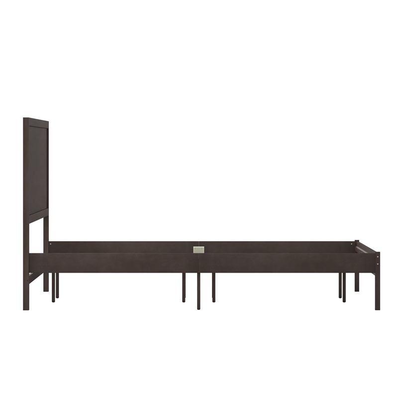 Pemberly Row Solid Wood King Platform Bed with Headboard and Slats in Dark Brown