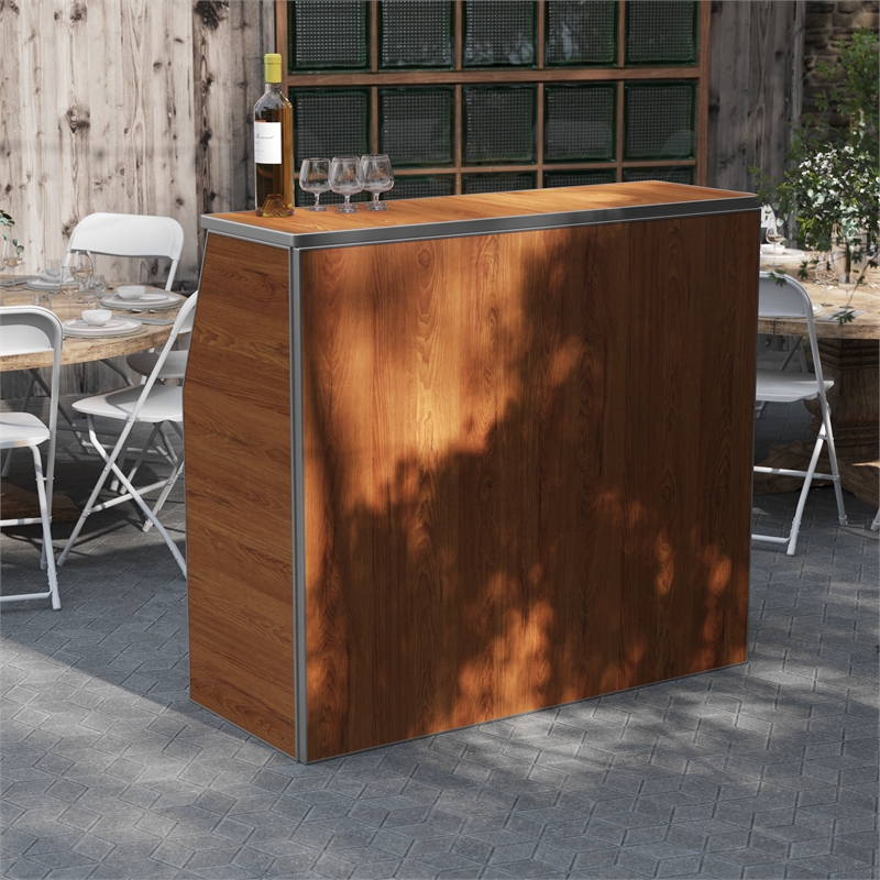 Pemberly Row 4' Maple Laminate Foldable Portable Event Bar for Catering