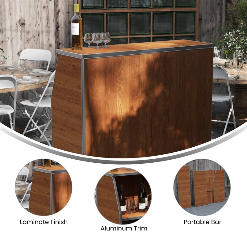Pemberly Row 4' Maple Laminate Foldable Portable Event Bar for Catering