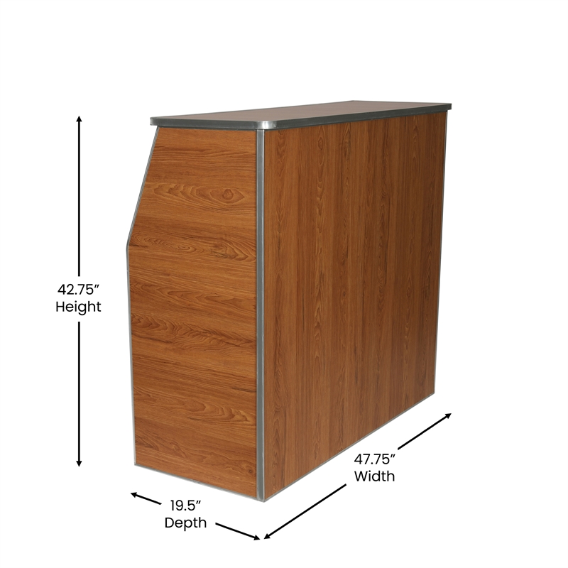 Pemberly Row 4' Maple Laminate Foldable Portable Event Bar for Catering