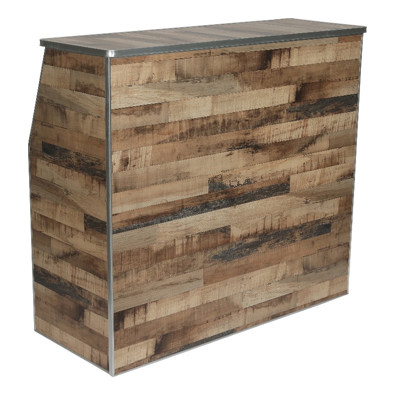 Pemberly Row 4' Rustic Laminate Foldable Portable Event Bar for Catering