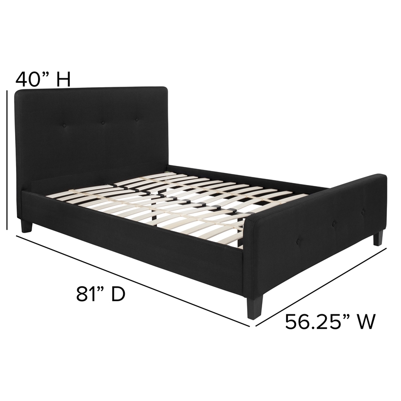 Pemberly Row Full Tufted Platform Bed in Black with 10