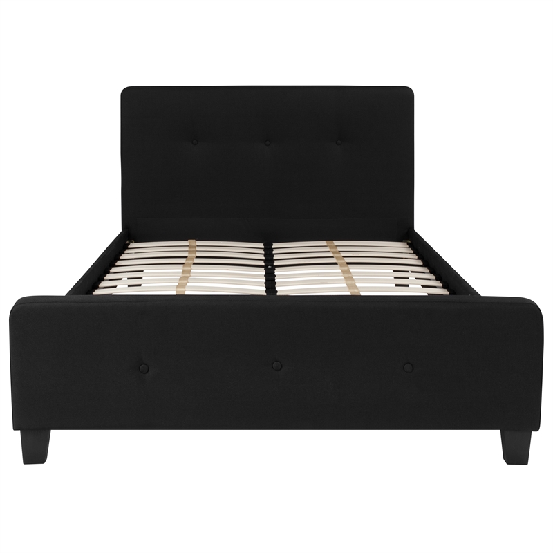 Pemberly Row Full Tufted Platform Bed in Black with 10