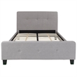 Pemberly Row Full Tufted Platform Bed in Light Gray with 10