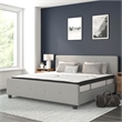 Pemberly Row King Tufted Platform Bed in Light Gray with 10