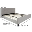 Pemberly Row King Tufted Platform Bed in Light Gray with 10