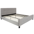 Pemberly Row King Tufted Platform Bed in Light Gray with 10