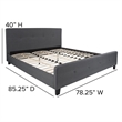 Pemberly Row King Tufted Platform Bed in Dark Gray with 10