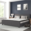 Pemberly Row King Tufted Platform Bed in Dark Gray with 10