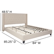 Pemberly Row King Tufted Platform Bed in Beige with 10