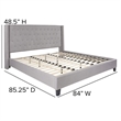 Pemberly Row King Tufted Platform Bed in Light Gray with 10