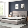 Pemberly Row King Tufted Platform Bed in Light Gray with 10