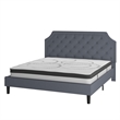 Pemberly Row King Tufted Platform Bed in Light Gray with 10