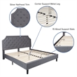 Pemberly Row King Tufted Platform Bed in Light Gray with 10