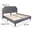 Pemberly Row King Tufted Platform Bed in Light Gray with 10