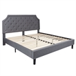 Pemberly Row King Tufted Platform Bed in Light Gray with 10
